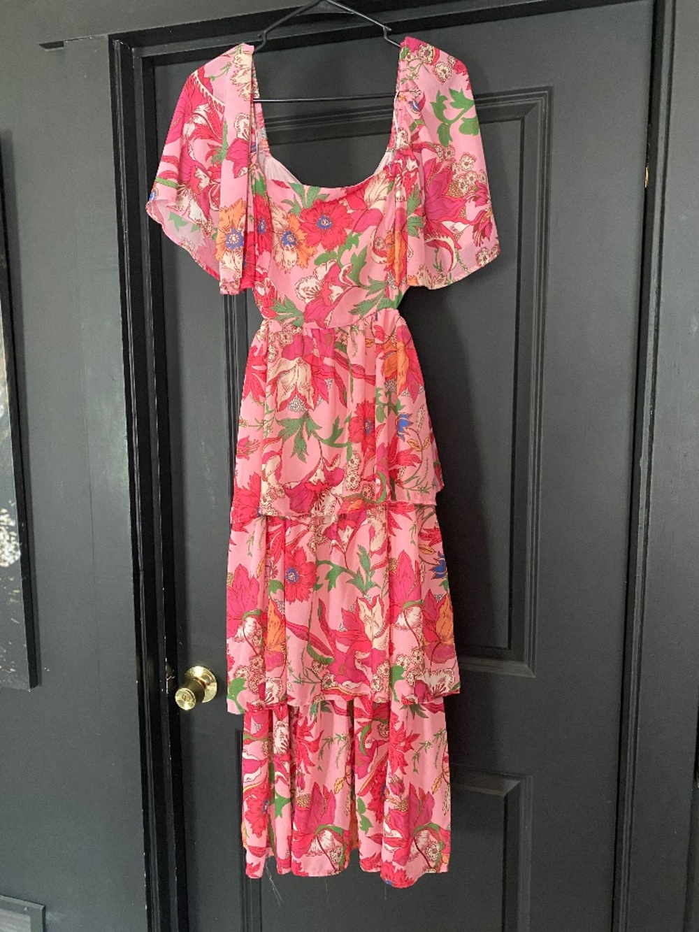 Flying Tomato Pink Floral Ruffle Maxi Dress Size M
